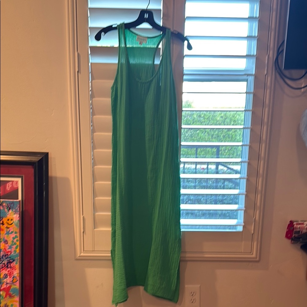 Vibrant Green Scoop Neck Sleeveless Sundress